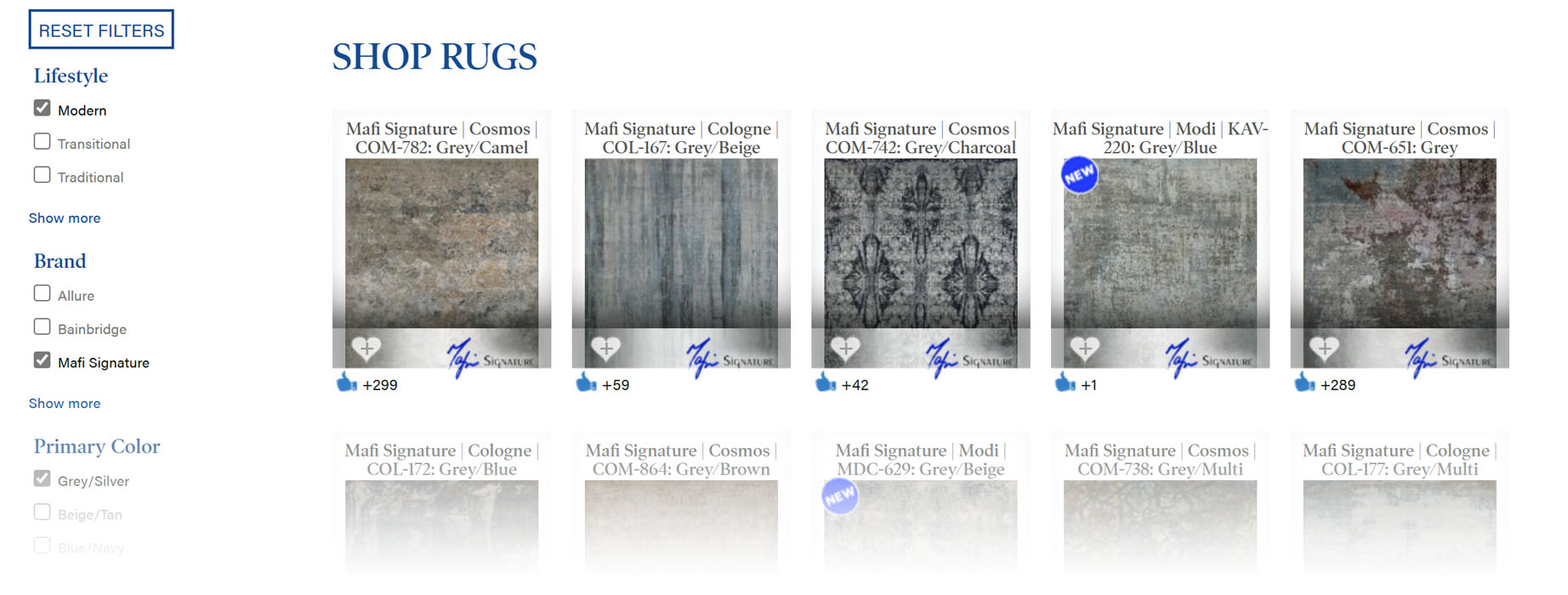 Sort by price, color, style and more at mafirugs.com shop rugs page.