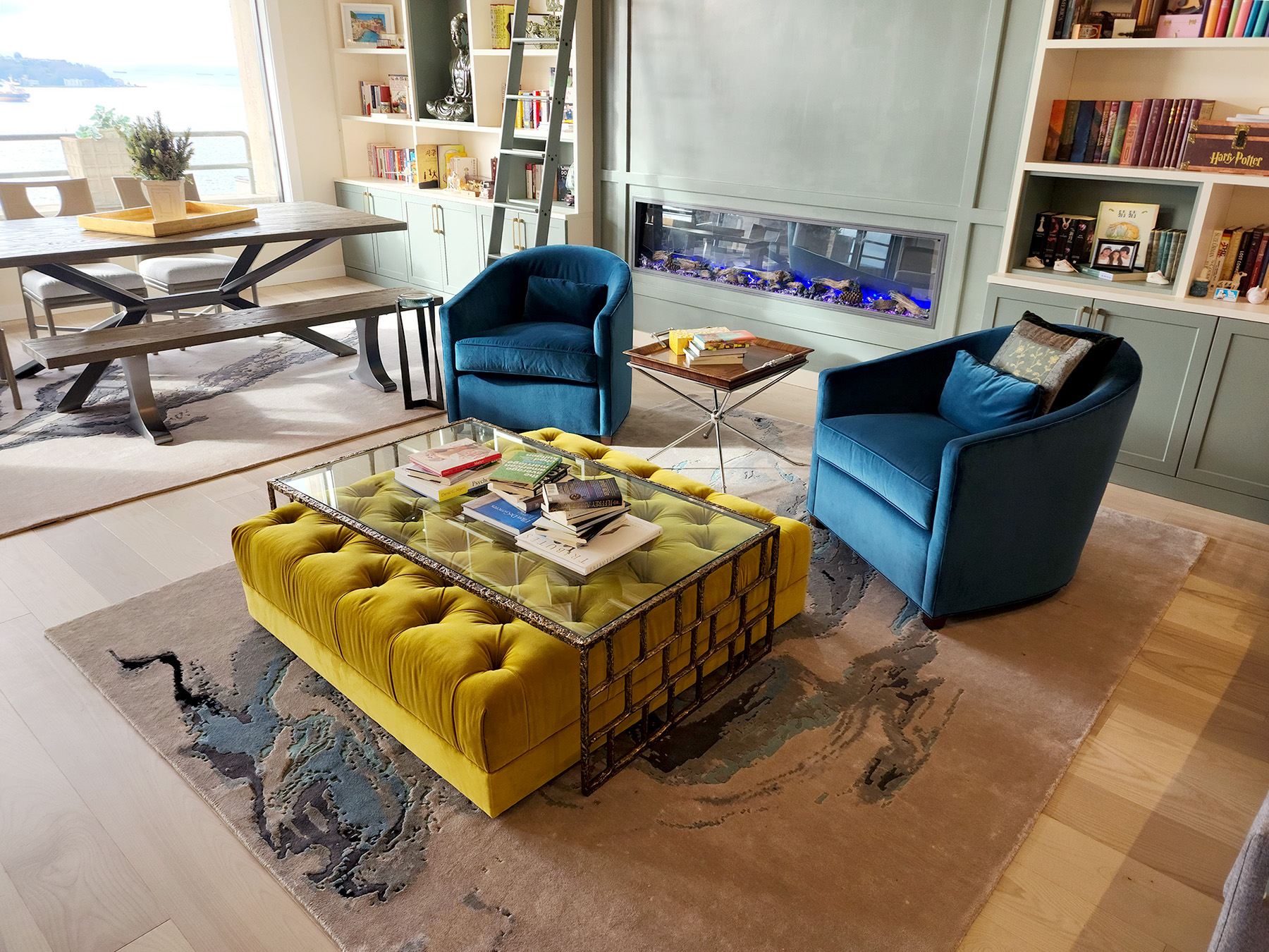 Get two rugs for the same room and get similar patterns and designs to make it unique.