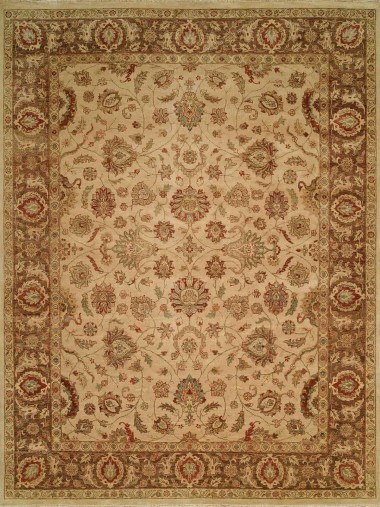 Traditional Ivory/White Wool Area Rug: Regal Archimedes 181259: Ivory/Brown (Hand-Knotted Area Rug)