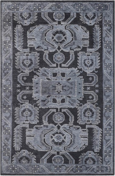 Bohemian Charcoal/Black Wool Area Rug: West Lake Edelle 2353009: Midnight (Hand-Knotted Area Rug)