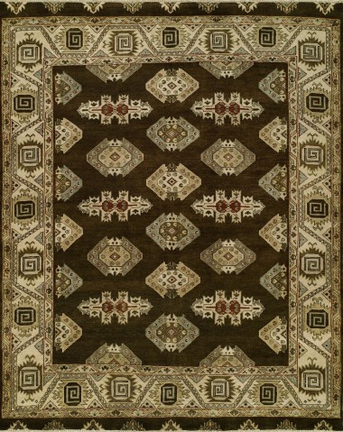 Traditional Brown Wool Area Rug: Regal Happy Rhythm 188090: Chocolate/Ivory (Hand-Knotted Area Rug)