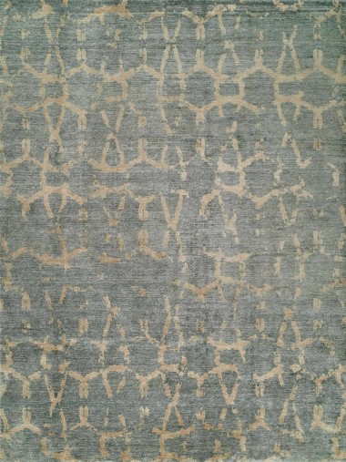 Modern Grey/Silver Area Rug: Regal Infusion 189549: Grey/Blue (Hand-Knotted Area Rug)