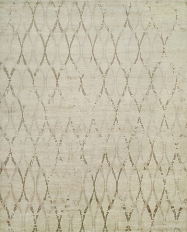 Modern Ivory/White Area Rug: Regal Infusion 189749: Cream (Hand-Knotted Area Rug)