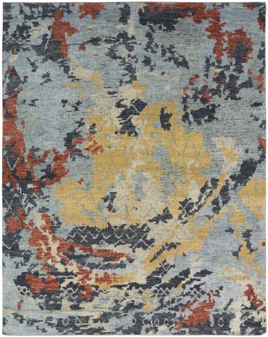 Transitional/Modern Blue/Navy Wool Area Rug: Regal Issaquah Treasures 189252: Blue/Multi (Hand-Knotted Area Rug)