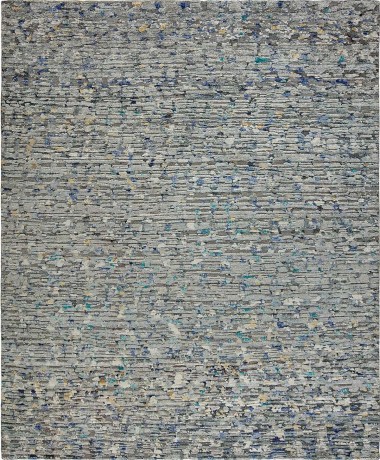 Modern/Bohemian Grey Wool Area Rug: Silk Road Inspire 199011 (Hand-Knotted Area Rug)