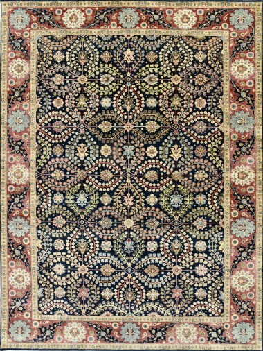 Mafi Signature | Khanna | KH-1148: Blue/Rust area rug Traditional Blue/Navy Wool Area Rug: Mafi Signature Khanna KH-1148 (Hand-Knotted Area Rug)