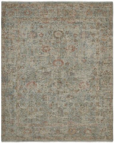 Traditional Green Wool Area Rug: Regal Lake Roosevelt 1812508: Vintage Seagrass (Hand-Knotted Area Rug)