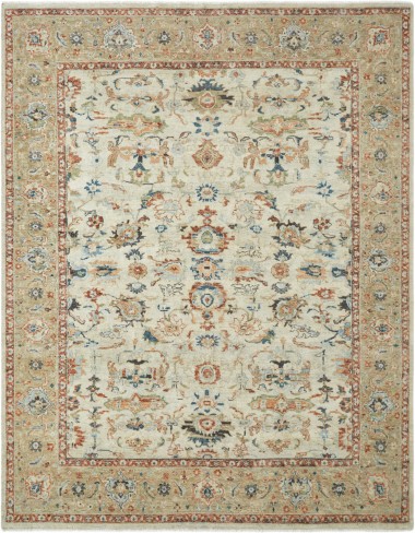 Traditional Beige/Tan Wool Area Rug: Regal Lake Roosevelt 1812118: Parchment/Gold (Hand-Knotted Area Rug)