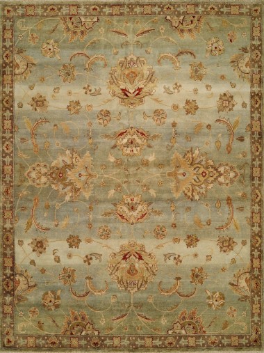 Transitional Blue/Navy Wool Area Rug: Regal Modern Relic 1813265: Teal (Hand-Knotted Area Rug)