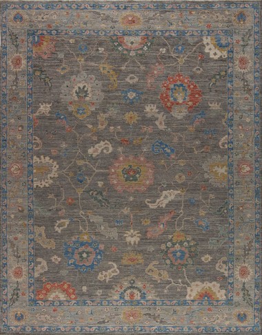 Traditional Grey Wool Area Rug: Silk Road Majoca 1913601 (Handmade Area Rug)