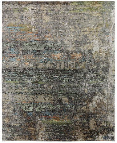 Transitional/Modern Grey/Silver Wool Area Rug: Regal New Love 1814393: Grey/Multi (Hand-Knotted Area Rug)