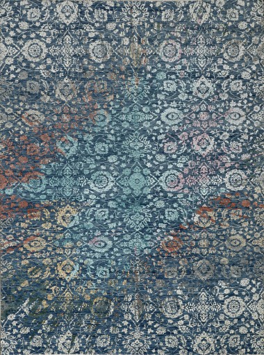 Transitional/Traditional Blue/Navy Wool Area Rug: Mafi Signature New Modern NM-7260 (Hand-Knotted Area Rug)