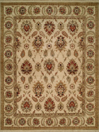 Traditional Ivory/White Wool Area Rug: Regal Phocelia 1816679: Ivory/Ivory (Hand-Knotted Area Rug)