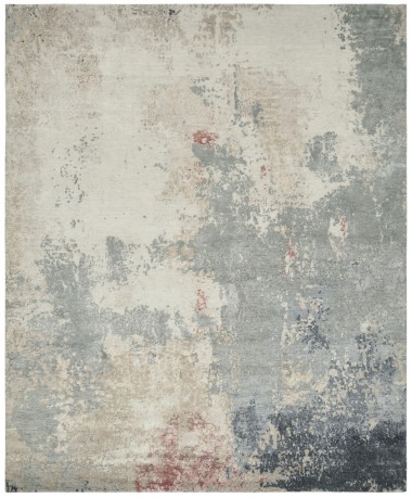Modern/Transitional Blue/Navy Wool Area Rug: Regal Pacific View 1816269: Blue/Blush (Hand-Knotted Area Rug)