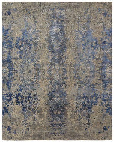 Traditional/Transitional Blue/Navy Wool Area Rug: Regal Romantic Rose 1818410: Sapphire/Pewter (Hand-Knotted Area Rug)
