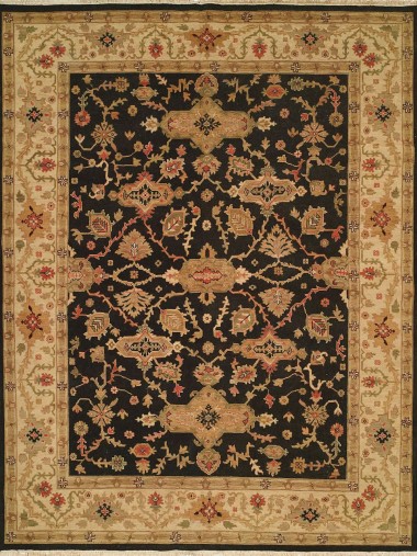 Regal | Sudan | 1819741: Black/Ivory area rug Traditional/Bohemian Charcoal/Black Wool Area Rug: Regal Sudan 1819741: Black/Ivory (Handmade Area Rug)