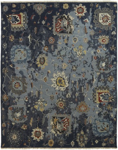 Bohemian/Transitional Blue/Navy Wool Area Rug: Regal Sudan 1819884: Denim/Blue (Handmade Area Rug)