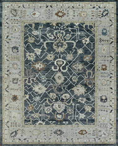 Traditional Charcoal/Black Wool Area Rug: Mafi Signature Izmir UT-265 (Hand-Knotted Area Rug)