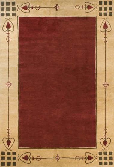 Modern/Bohemian Red/Burgundy Wool Area Rug: Stickley Highland Park RU-1180 (Hand-Knotted Area Rug)