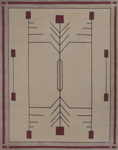 Modern/Bohemian Beige/Tan Wool Area Rug: Stickley Prairie RU-1340 (Hand-Knotted Area Rug)