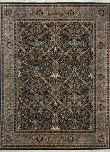 Traditional Charcoal/Black Wool Area Rug: Stickley English Arts & Crafts RU-1920 (Hand-Knotted Area Rug)