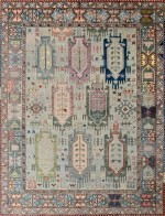 Bohemian/Traditional Grey/Silver Wool Area Rug: Mafi Signature Poply IZ-183 (Hand-Knotted Area Rug)