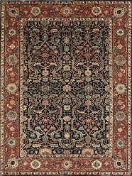 Traditional Blue/Navy Wool Area Rug: Mafi Signature Limited Edition AK-405 (Hand-Knotted Area Rug)