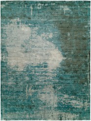 Modern/Transitional Turquoise Wool Area Rug: Silk Road Avia 191987 (Hand-Knotted Area Rug)