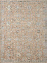 Traditional Orange/Rust Wool Area Rug: Regal Aficionado 181192: Soft Terracotta/Greys (Hand-Knotted Area Rug)