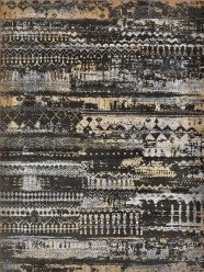 Transitional/Modern Charcoal/Black Wool Area Rug: Mafi Signature Cosmos COM-493 (Hand-Knotted Area Rug)