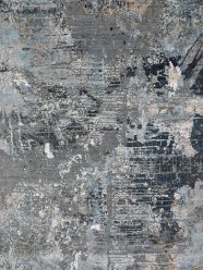 Transitional/Modern Grey/Silver Wool Area Rug: Mafi Signature Cosmos ILU-105 (Hand-Knotted Area Rug)