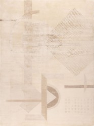 Modern White/Ivory Wool Area Rug: Silk Road Concept 193138 (Hand-Knotted Area Rug)