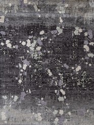 Contemporary Charcoal/Black Wool Area Rug: Modern Masters Art Nouveau Dazzling 13040: Dusk (Hand-Knotted Area Rug)