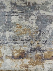 Modern Grey/Silver Area Rug: Regal Jnana 1810570: Grey/Gold (Hand-Knotted Area Rug)
