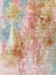 Contemporary Pink/Purple Wool Area Rug: Modern Masters Impressionism Juniper 13100: Pink (Hand-Knotted Area Rug)