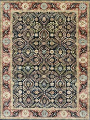 Traditional Blue/Navy Wool Area Rug: Mafi Signature Khanna KH-1148 (Hand-Knotted Area Rug)