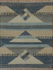 Bohemian Blue/Navy Wool Area Rug: Mafi Signature Bohemian KILIM-2 (Flat-Woven Area Rug)