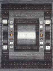 Bohemian/Transitional Charcoal/Black Wool Area Rug: Mafi Signature Lori LB-771 (Hand-Knotted Area Rug)