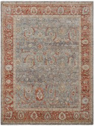 Traditional Grey/Silver Wool Area Rug: Regal Lake Roosevelt 1812318: Slate/Brick (Hand-Knotted Area Rug)