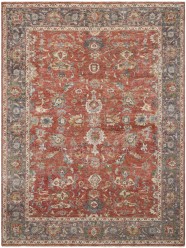 Traditional Orange/Rust Wool Area Rug: Regal Lake Roosevelt 1812618: Brick/Graphite (Hand-Knotted Area Rug)