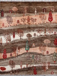 Bohemian Brown Wool Area Rug: Karachi Lahore 6145: Brown/Ivory (Hand-Knotted Area Rug)