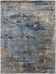 Transitional/Modern Blue/Navy Wool Area Rug: Regal New Love 1814683: Sandstorm Blue (Hand-Knotted Area Rug)