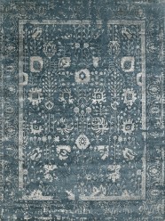 Transitional/Traditional Blue/Navy Wool Area Rug: Mafi Signature New Modern NM-7057 (Hand-Knotted Area Rug)