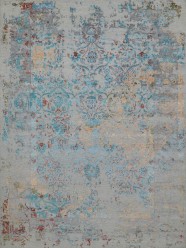 Traditional/Transitional Grey/Silver Wool Area Rug: Mafi Signature Gelato NM-7360 (Hand-Knotted Area Rug)