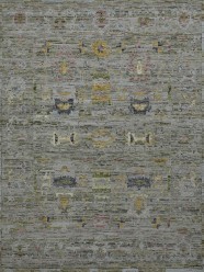 Traditional/Bohemian Grey/Silver Wool Area Rug: Mafi Signature Restoration OSE-208 (Hand-Knotted Area Rug)