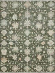 Traditional/Transitional Green Wool Area Rug: Regal Old Urban 1815184: Pine (Hand-Knotted Area Rug)
