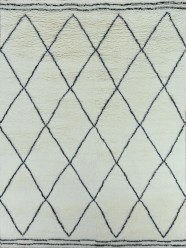 Bohemian/Shag Ivory/White Wool Area Rug: Mafi Signature Rafat RF-1008 (Hand-Knotted Area Rug)