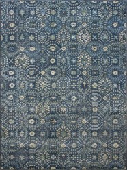 Traditional Blue/Navy Wool Area Rug: Antiquity Renaissance Charm 1135404: Denim/Ivory (Hand-Knotted Area Rug)