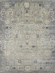 Antiquity | Renaissance Charm | 1130804: Silver/Teal area rug Traditional Grey/Silver Wool Area Rug: Antiquity Renaissance Charm 1130804: Silver/Teal (Hand-Knotted Area Rug)