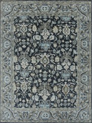 Traditional Charcoal/Black Wool Area Rug: Mafi Signature Saga SG-1004 (Hand-Knotted Area Rug)